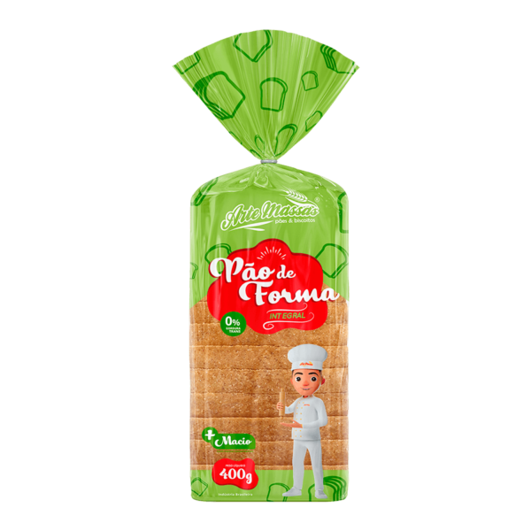 Pão de Forma Integral 400g - Arte Massas