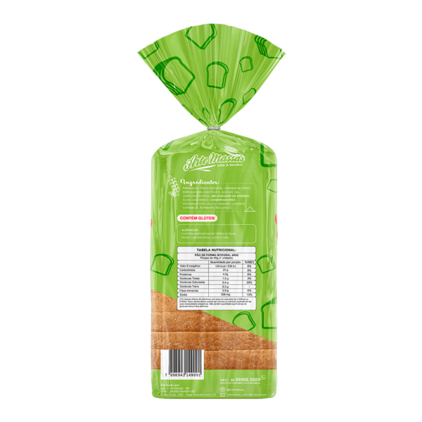 Pão de Forma Integral 400g - Arte Massas - Image 2