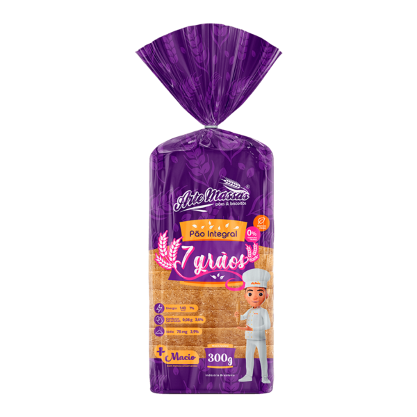 Pão Integral 7 Grãos 300g - Arte Massas