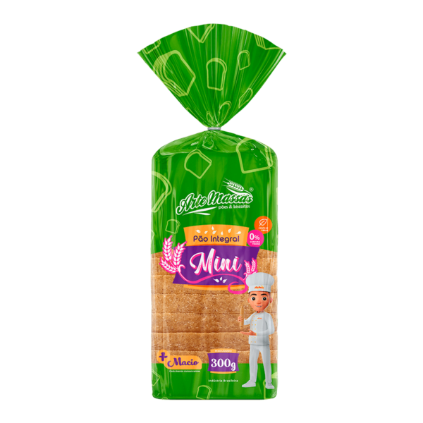 Pão Integral Mini 300g - Arte Massas